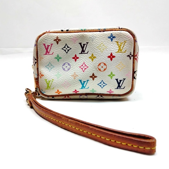 LOUIS VUITTON M5803 White Multicolor Monogram Murakami Trousse Wapity Wristlet - Picture 1 of 9